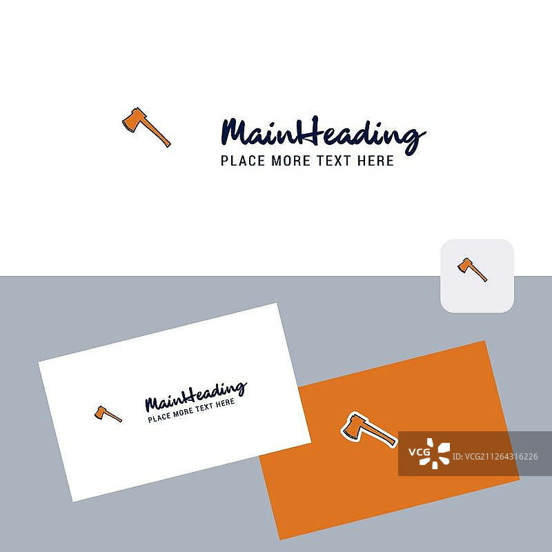 带名片模板的斧头矢量标志图片素材
