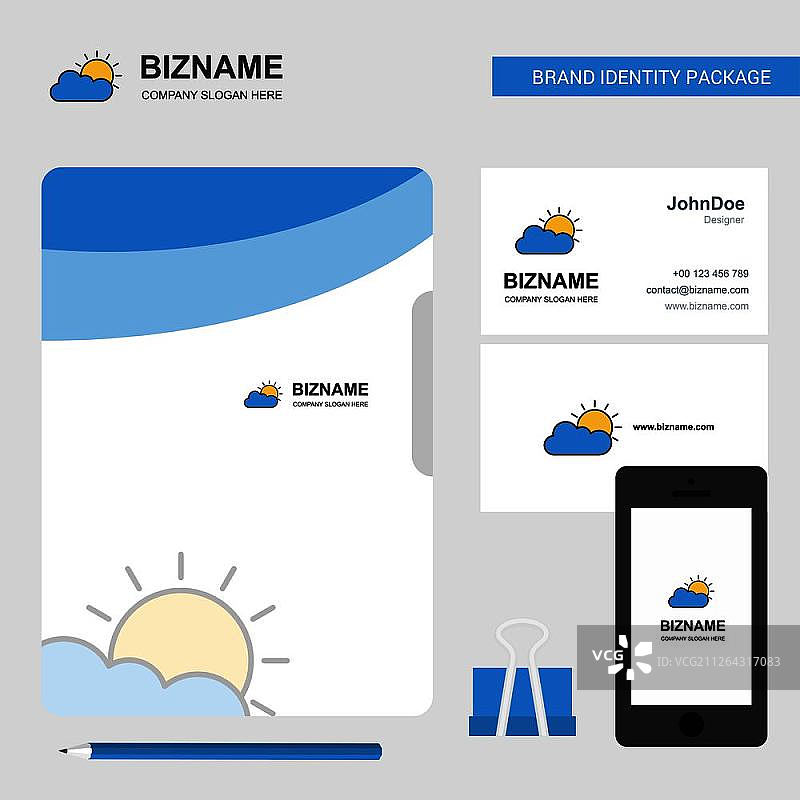 雨天商务Logo、文件封面、名片和App设计矢量图图片素材