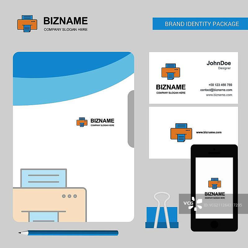 打印机商业Logo、文件封面名片和App设计矢量素材图片素材