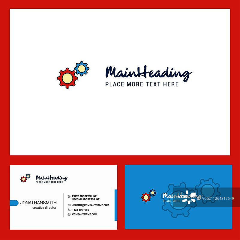 齿轮设置Logo设计与标语及名片模板。矢量创意设计图片素材