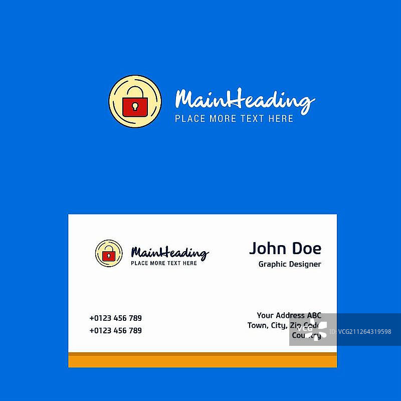 带有商务名片模板的解锁标志设计，优雅的企业形象，矢量图片素材