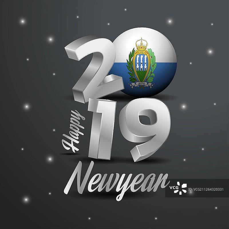2019新年快乐圣马力诺旗帜排版抽象庆祝背景图片素材