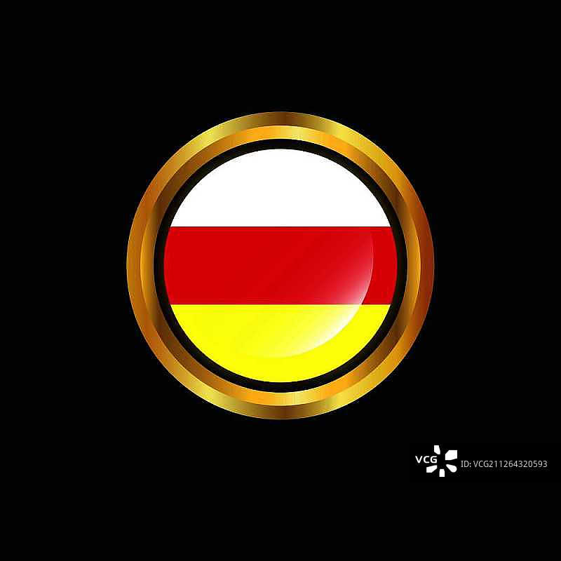 南奥塞梯旗帜金色按钮图片素材