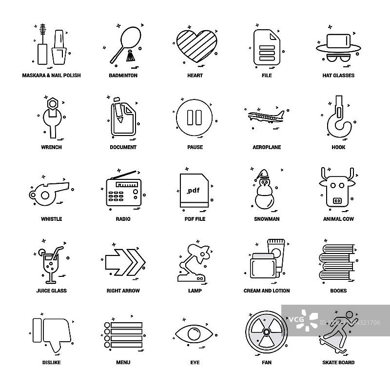 25个商业概念组合线图标集图片素材