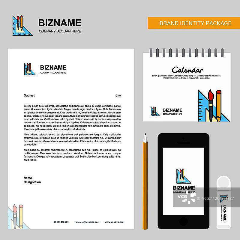 几何比例商务信笺、2019年日历和移动App设计矢量模板图片素材