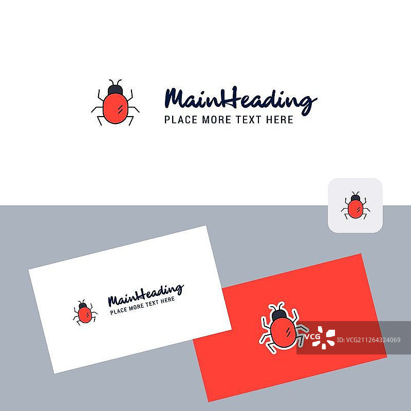 带有商务名片模板的昆虫矢量标志，优雅的企业形象-矢量图片素材