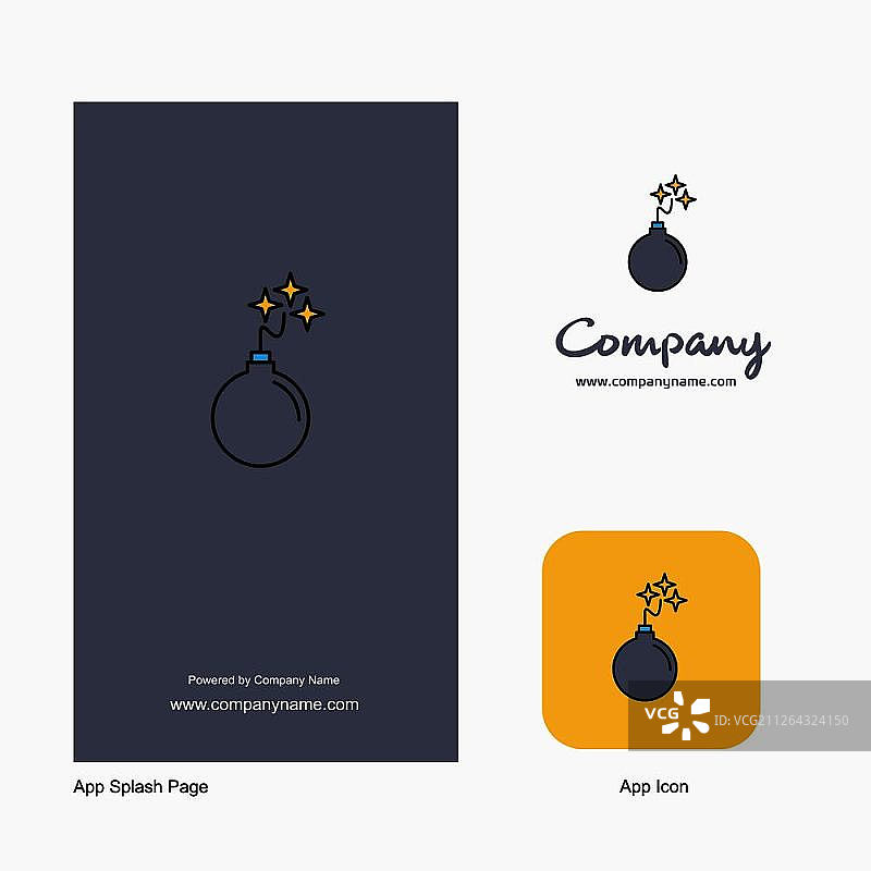 炸弹公司Logo App图标和启动页设计：创意商务App设计元素图片素材
