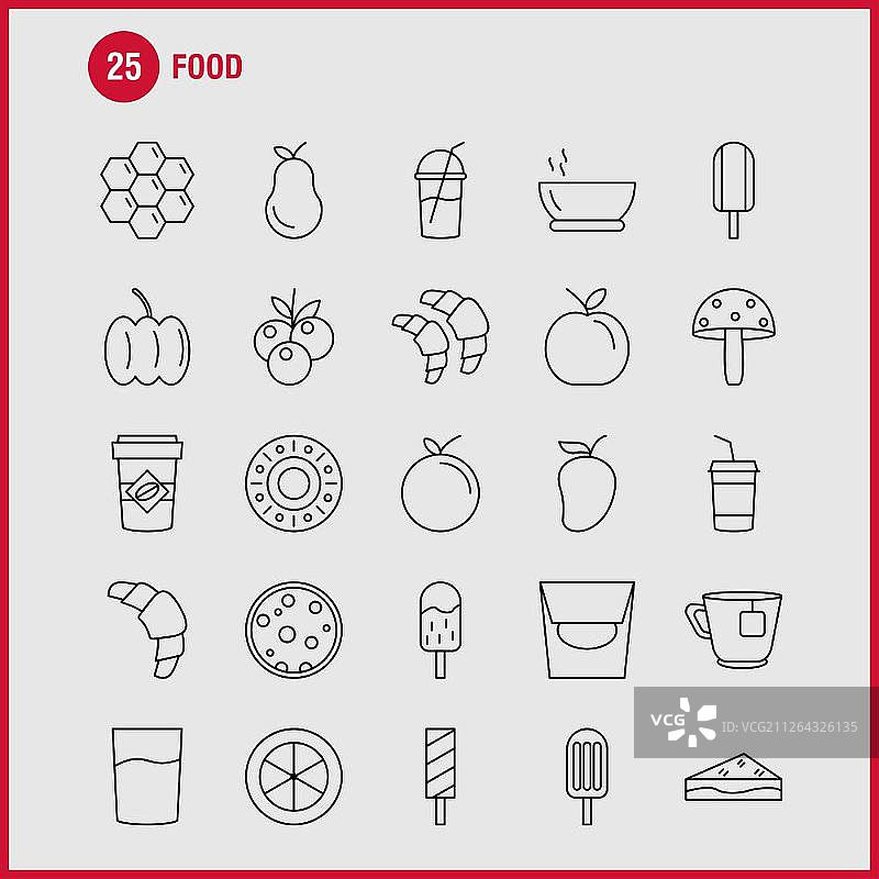 网页、印刷和移动端食品线性图标图片素材