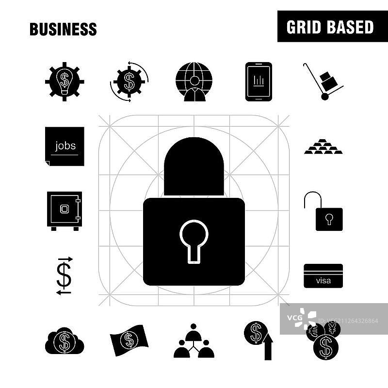 用于信息图表、移动用户体验/用户界面套件和印刷设计的通信实体字形图标集包括：麦克风、录音、记录、音频、显示器、电脑、屏幕、共享、现代信息图表标志和象形图的集合-矢量图片素材