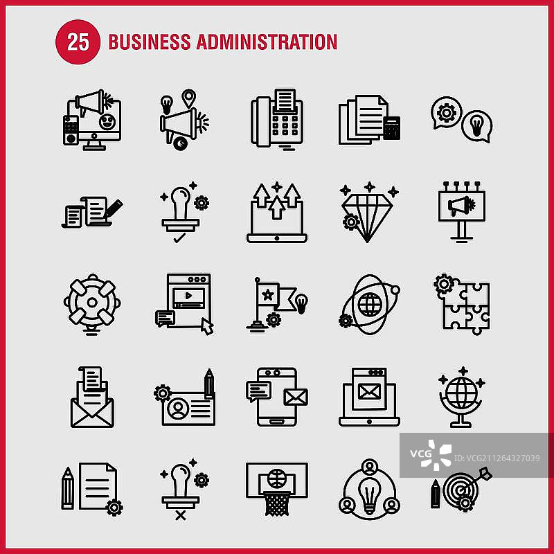 用于信息图表、移动UX/UI工具包和印刷设计的工商管理线性图标集。包括：篮球、网、篮筐、比赛、体育、声音、音乐、音量，EPS 10 - 矢量图片素材