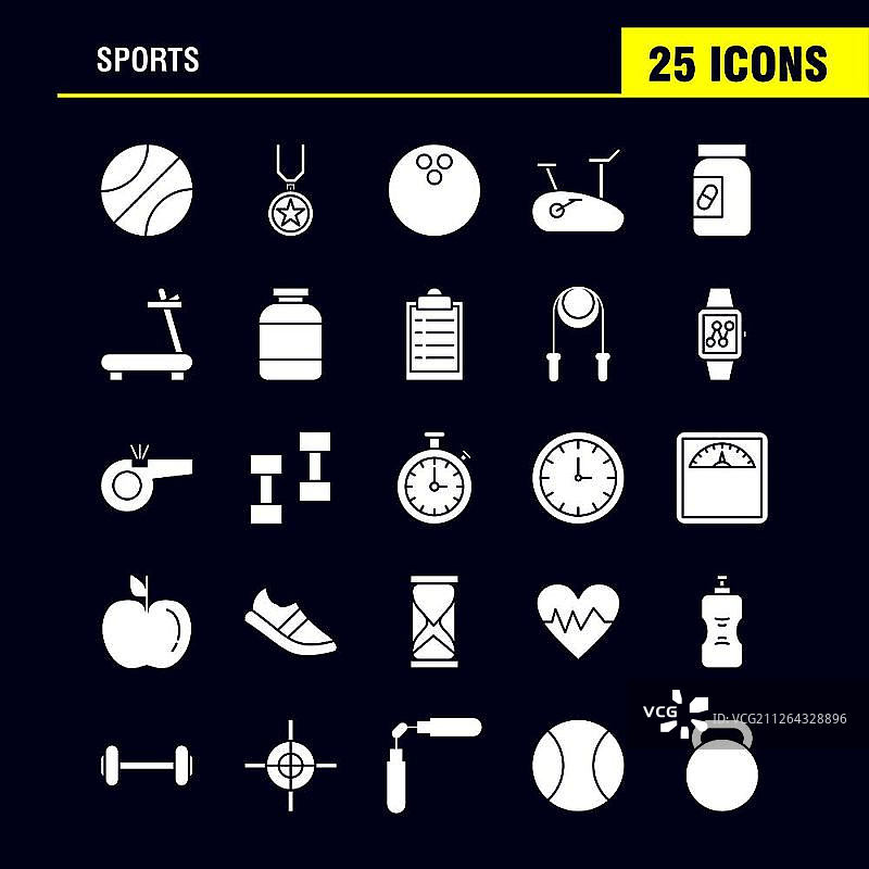 体育运动相关实心图标，适用于网页、印刷和移动端用户体验/用户界面套件，例如：篮球、篮球、球类、游戏、体育、奖项、奖牌、象形图包 - 矢量图片素材
