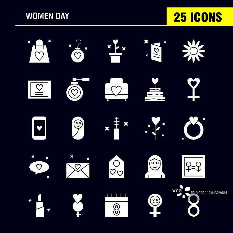 妇女节实体标志，信息图表、移动UX/UI套件和印刷设计。包括：包、购物袋、爱心、情人节、浪漫、耳环、图标集 - 矢量图片素材