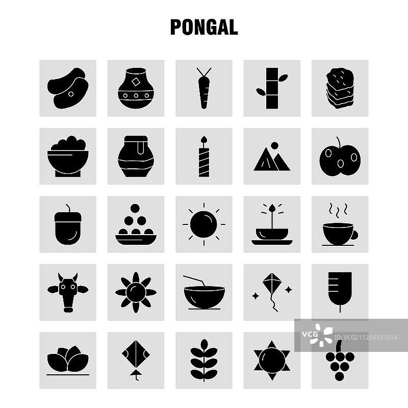 设计师和开发人员的庞格尔实体字形图标包。鲜花、草药、百合、莲花、水疗、竹子、美容图标，矢量图片素材