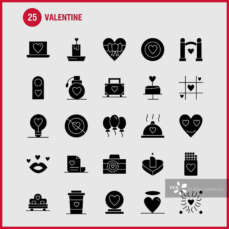 用于信息图表、移动UI/UX套件和印刷设计的情人节实心字形图标集：包括标签、标志、爱、情人节、浪漫、爱、心、情人节、图标集 - 矢量图片素材