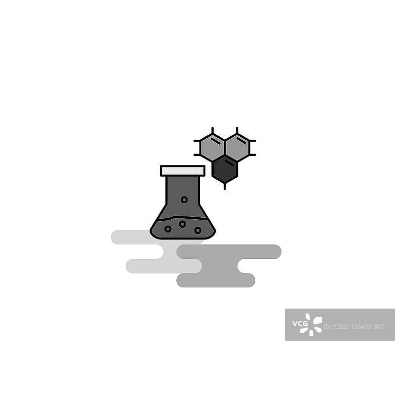 化学烧杯Web图标，扁平线条填充灰色图标矢量图图片素材