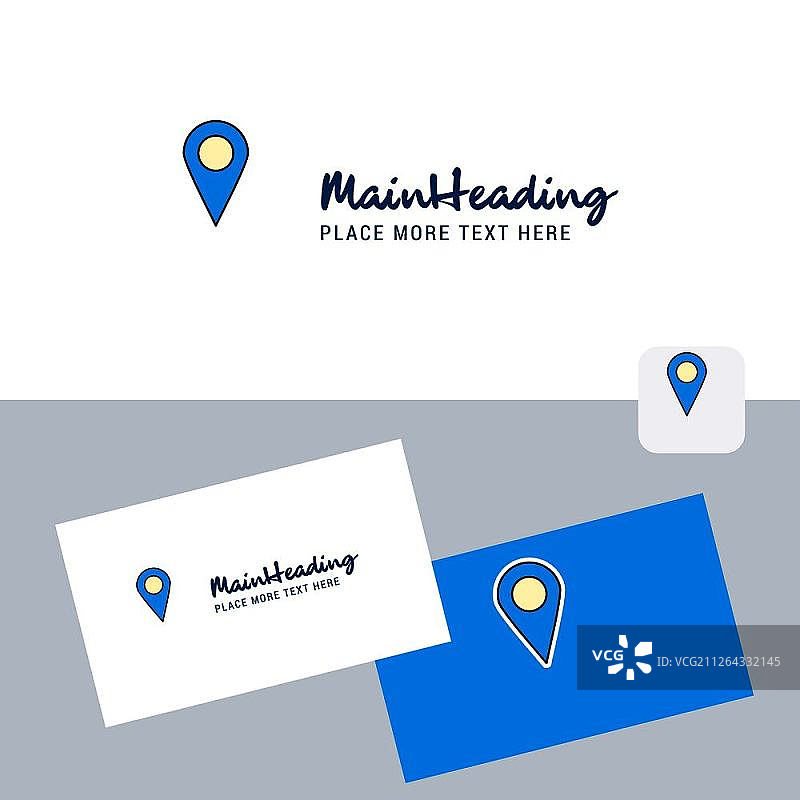 地图定位矢量标志，含名片模板：优雅的企业形象 - 矢量图图片素材