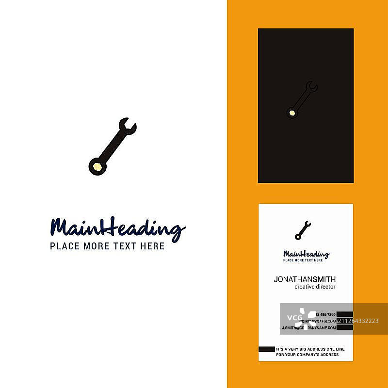 扳手创意Logo和名片竖版设计矢量图片素材