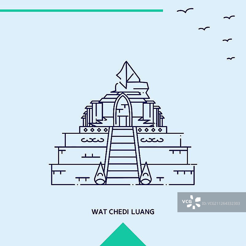 柴迪隆寺天际线矢量插画图片素材