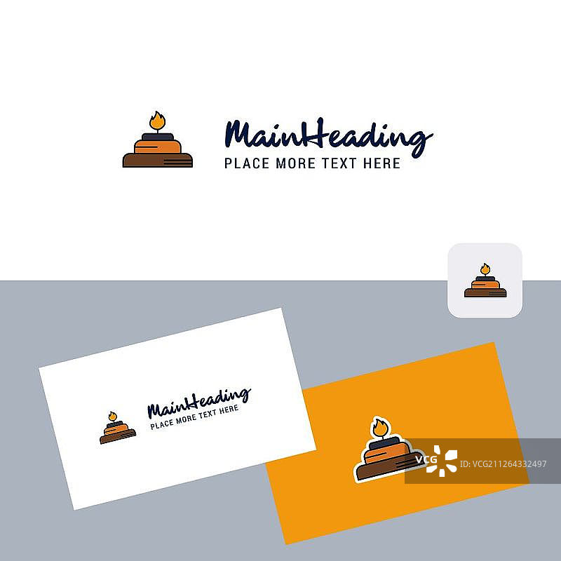 带名片模板的火焰矢量标志：优雅的企业形象图片素材