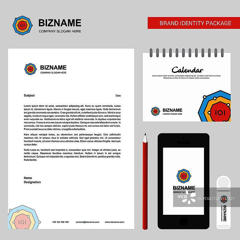 化学键商业信笺、2019年日历和移动App设计矢量模板图片素材