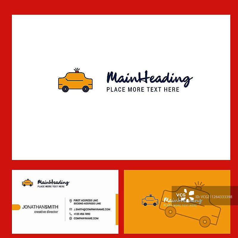 出租车标志设计与标语和名片模板矢量创意设计图片素材