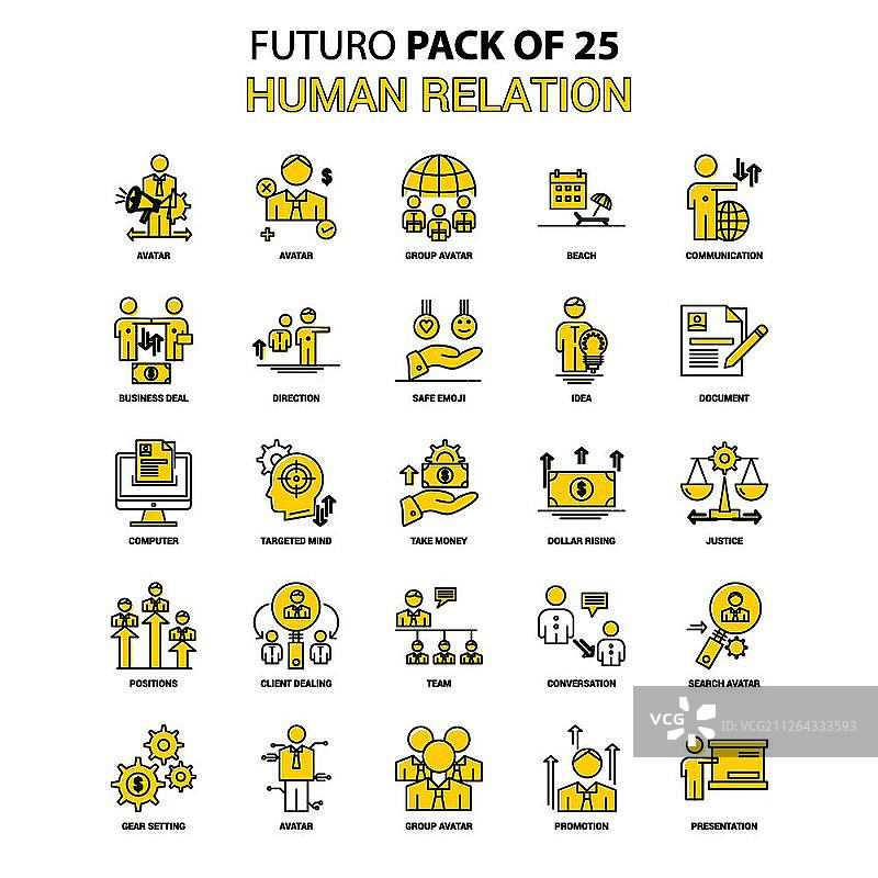 人际关系图标集，黄色Futuro最新设计图标包图片素材