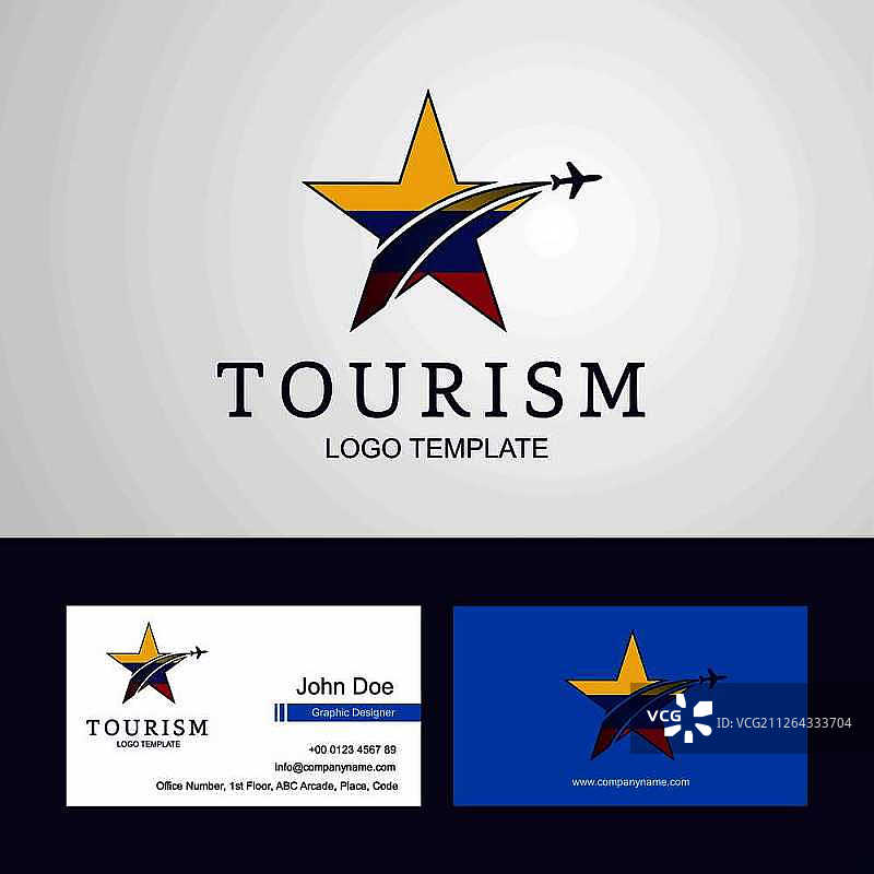 旅行主题：哥伦比亚国旗创意星形Logo和名片设计图片素材