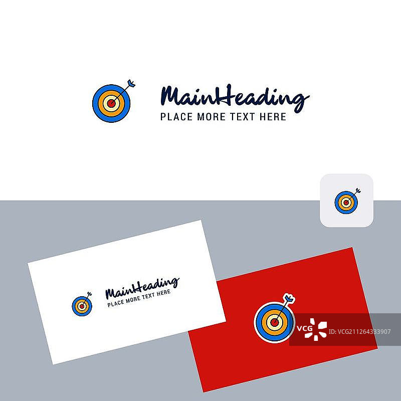 带有商务卡模板的飞镖矢量标志，优雅的企业形象图片素材