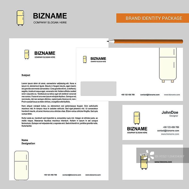冰箱公司信头、信封和名片设计矢量模板图片素材