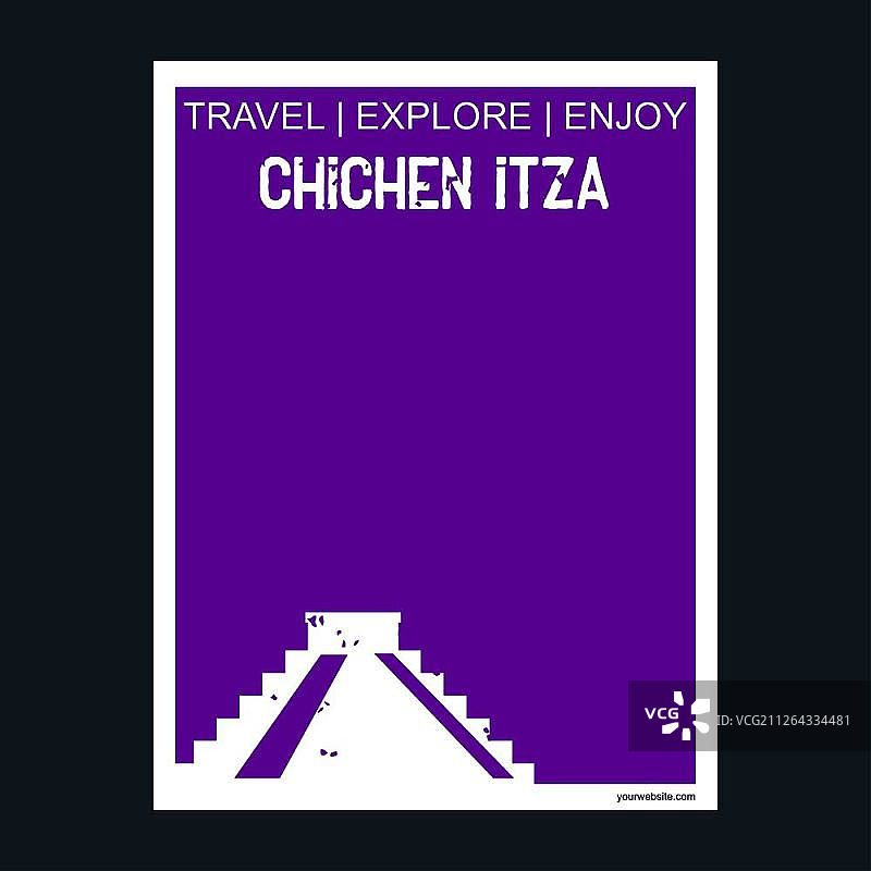 墨西哥尤卡坦半岛奇琴伊察遗址扁平风矢量插画图片素材