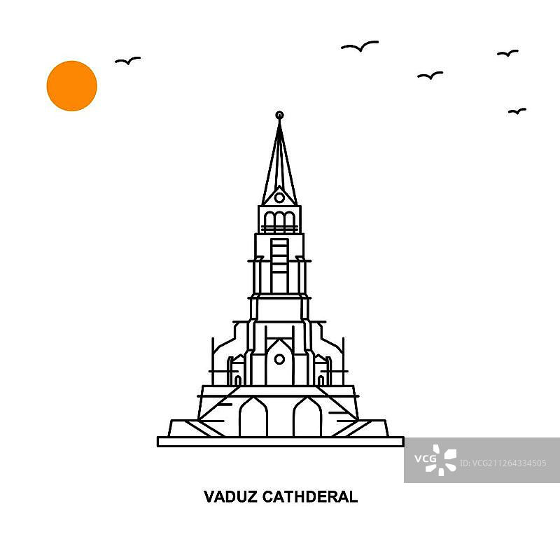 瓦杜兹大教堂纪念碑，世界旅行自然风光线条背景图片素材
