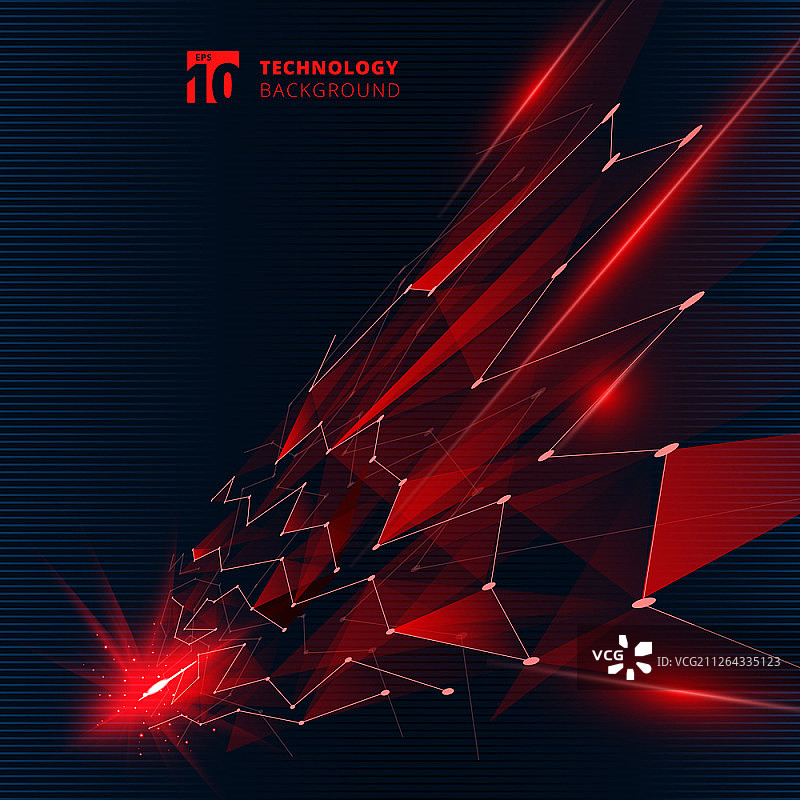 红色科技三角形与光效连接图片素材