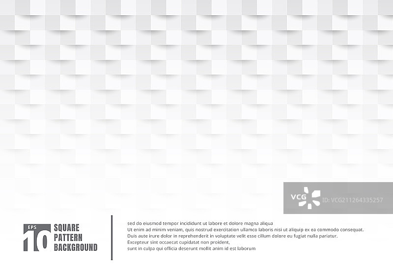 具有复制空间的抽象3D白色纸艺风格纹理和背景，带阴影的几何正方形图案，可用于封面设计、书籍、宣传册、演示文稿、海报、光盘、宣传单、网站等，矢量图示图片素材