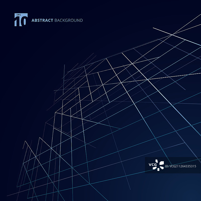 抽象建筑几何线条银色深蓝背景矢量插画图片素材