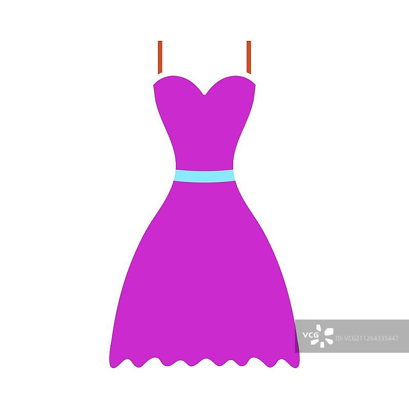 连衣裙图标。平面颜色设计。矢量图图片素材