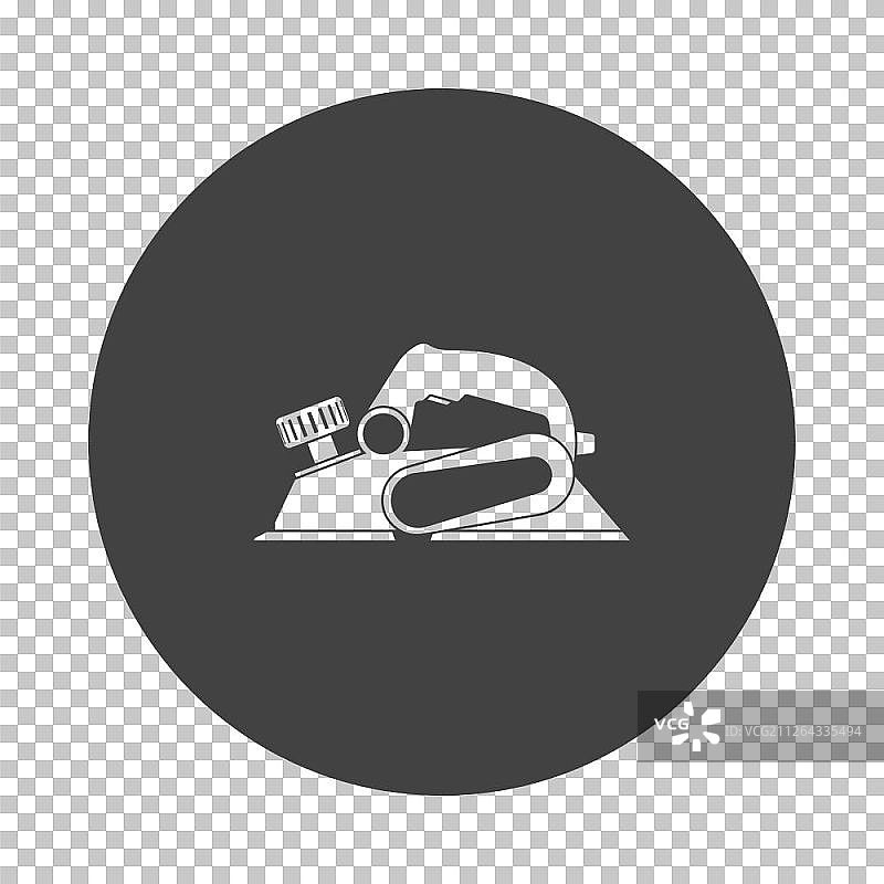 电刨图标。透明网格上的镂空模版设计。矢量图图片素材