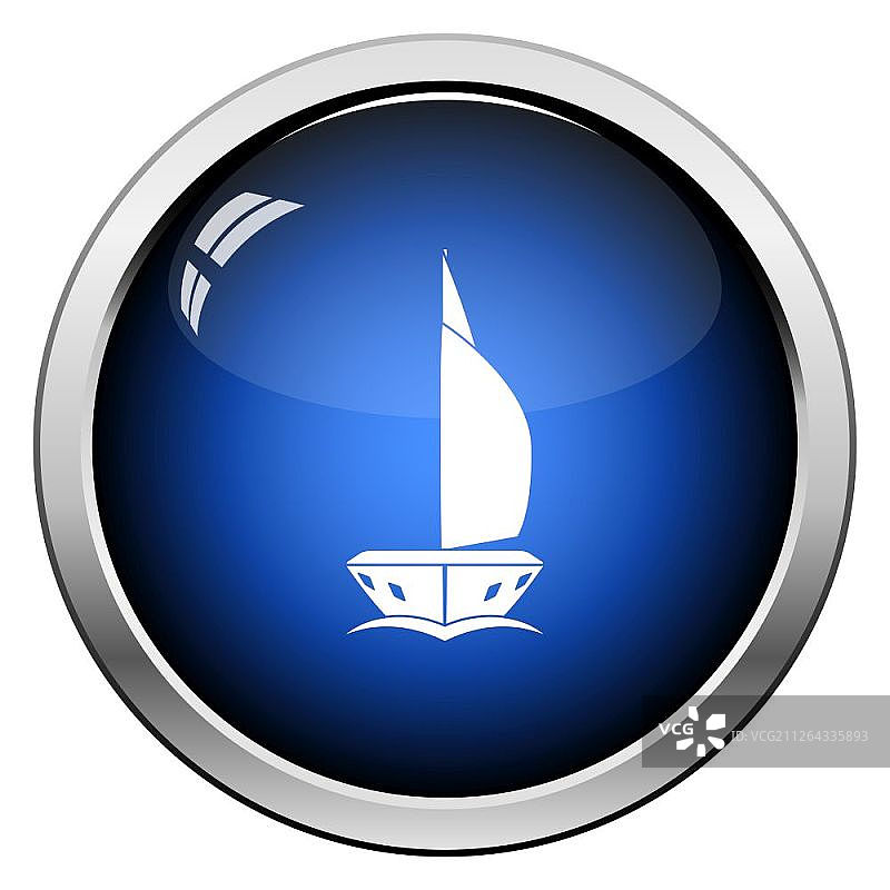 帆船图标正面视图，光面按钮设计，矢量图图片素材