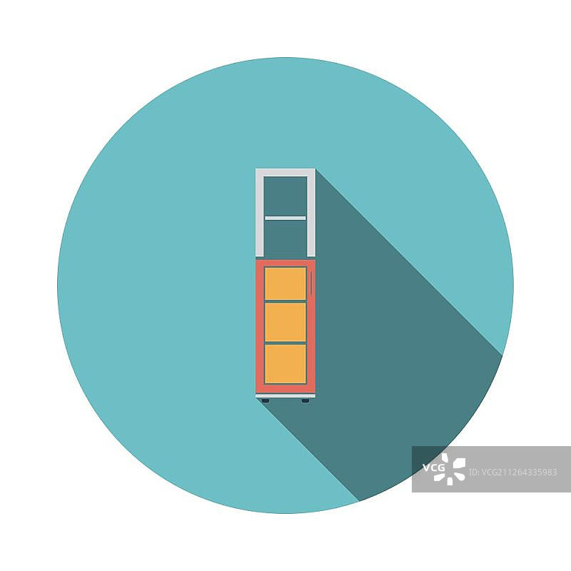 窄柜图标：带长阴影的扁平圆形模板设计矢量图图片素材