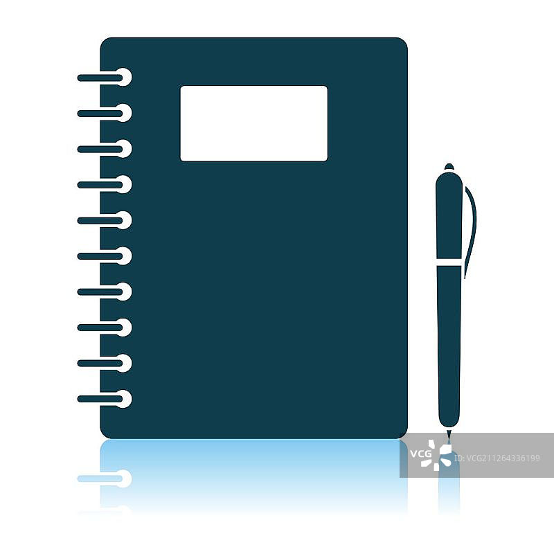 带钢笔图标的练习本，阴影反射设计，矢量图图片素材