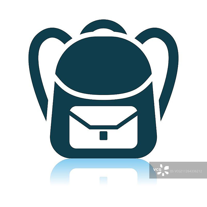 学校背包图标。阴影反射设计。矢量图。图片素材