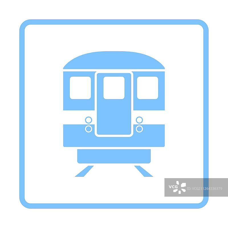 地铁列车图标正面视图蓝色框架设计矢量图图片素材