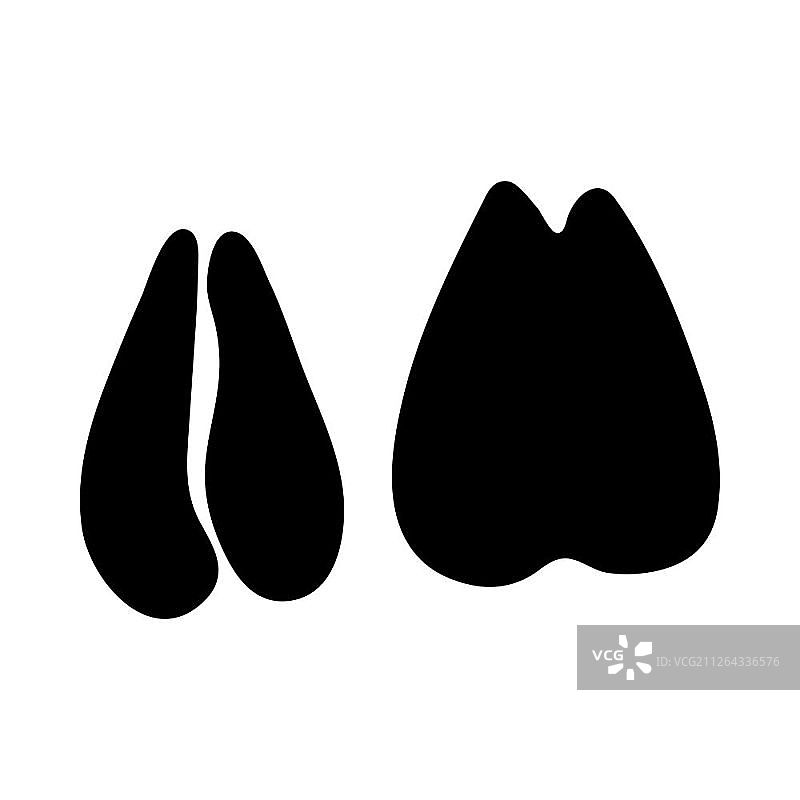 赛加羚羊足迹。黑色轮廓设计。矢量图示图片素材