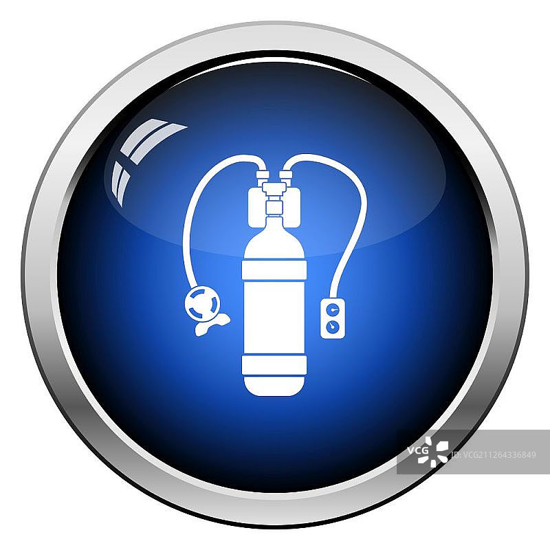 水肺潜水图标。光面按钮设计。矢量图。图片素材