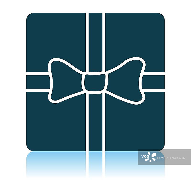 带丝带的礼品盒图标，阴影反射设计，矢量图图片素材