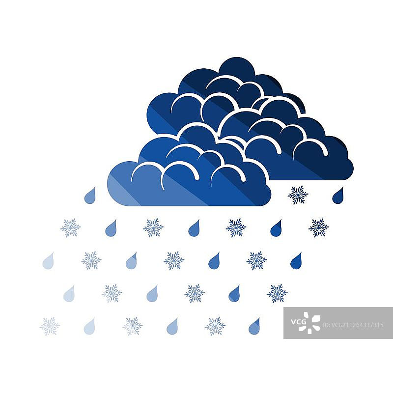 雨夹雪图标扁平彩色阶梯设计矢量图图片素材