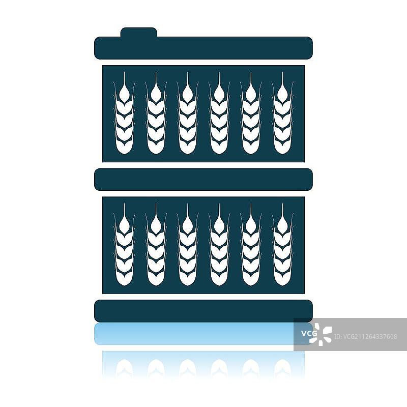 带有小麦符号的桶图标。阴影反射设计。矢量图图片素材