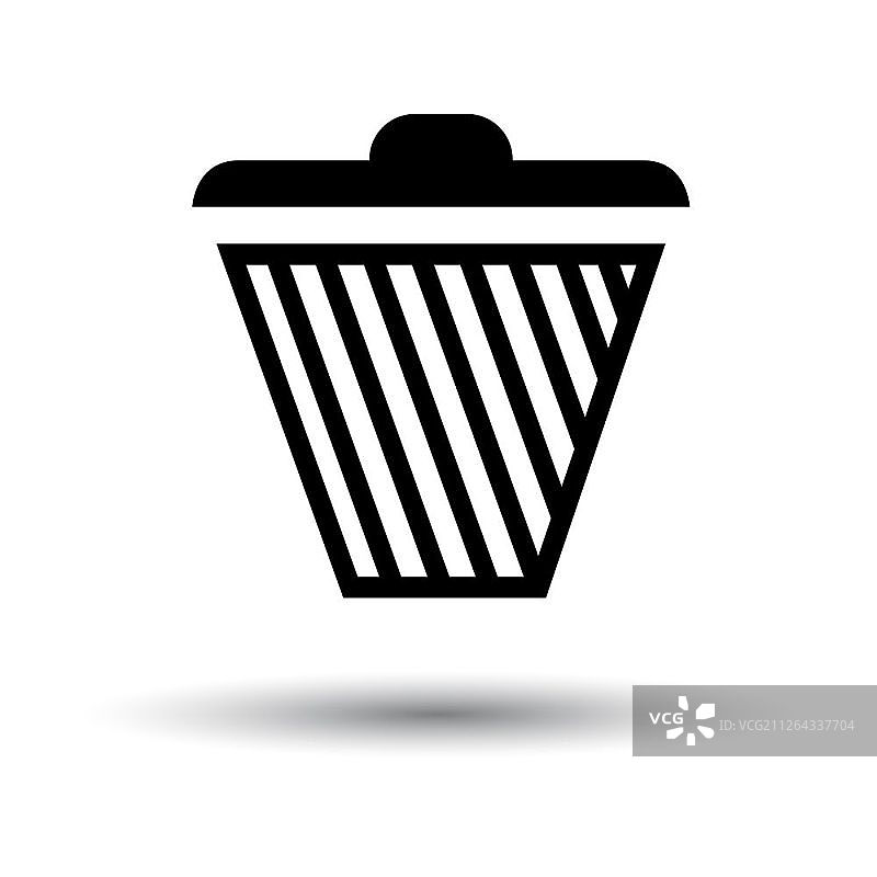 垃圾图标。白色背景上的黑色，带阴影。矢量图。图片素材