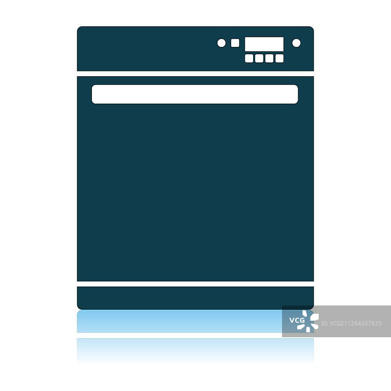 厨房洗碗机图标，阴影反射设计，矢量图图片素材