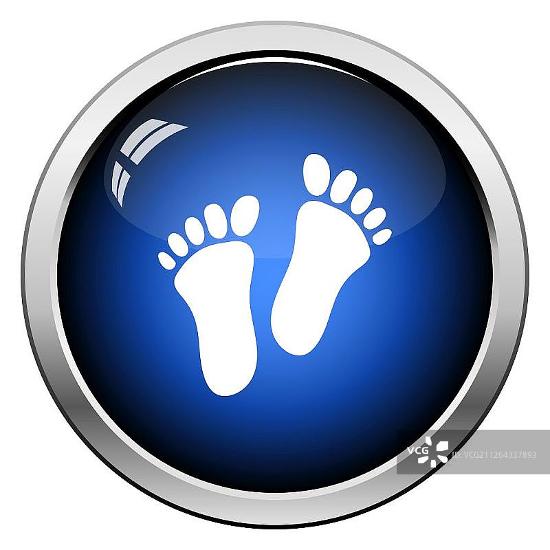 脚印图标。光面按钮设计。矢量图。图片素材