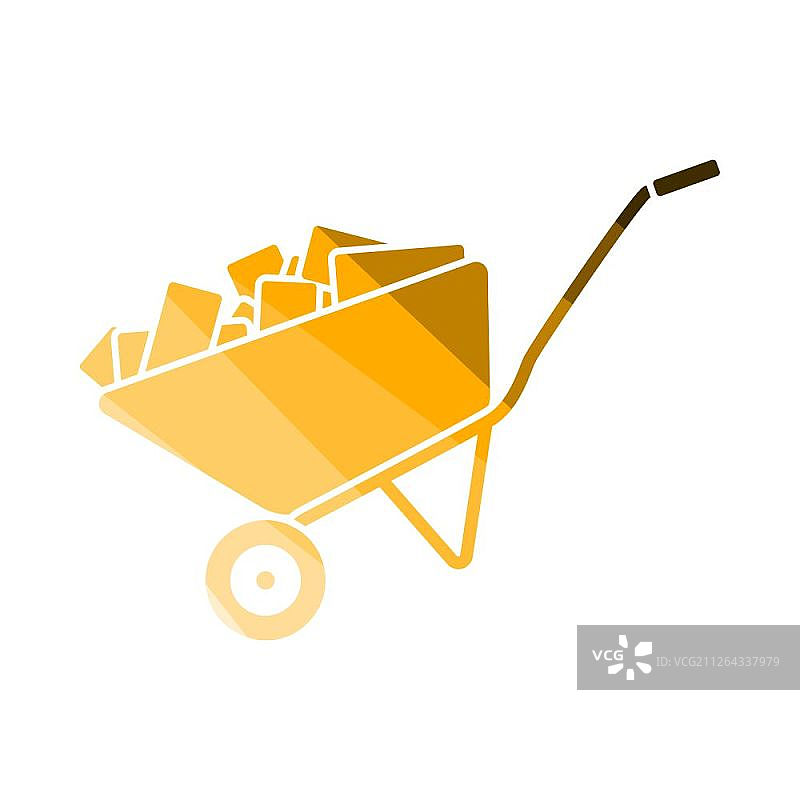 建筑手推车图标，扁平彩色阶梯设计，矢量图图片素材